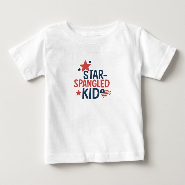 Star-Spangled Kid - Cute Patriotic Design för 4:e T Shirt (Framsida)