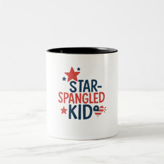 Star-Spangled Kid - Cute Patriotic Design för 4:e Två-Tonad Mugg
