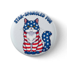 Star-Spangled Päls - Patriotic Cat Button