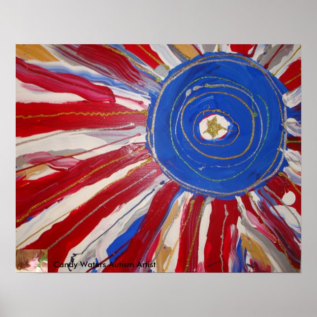 "Star-Spangled Sol" av Candy Vatten Autism Artist Poster (Framsidan)