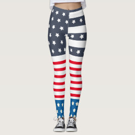 Star-Spangled Stripe Patriotic 4:e juli Leggings