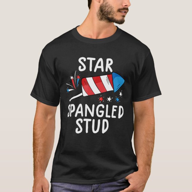 Star Spangled Stud t Funny 4th of Juls För barn Shirt (Framsida)