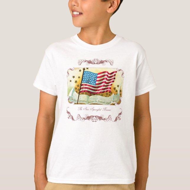 Star Spangred Banner Flagga Barn Shirt T-shirt (Framsida)