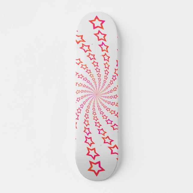 Star Spiral: Rosa & Orange Stars: Skateboard (Framsida)