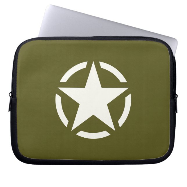Star Stencil Classic på Khaki Grönt Laptop Sleeve (Framsidan)