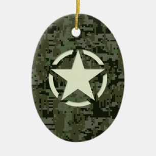 Star Stencil Digital Woodland Julgransprydnad Keramik