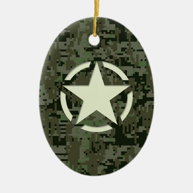 Star Stencil Digital Woodland Julgransprydnad Keramik (Framsidan)