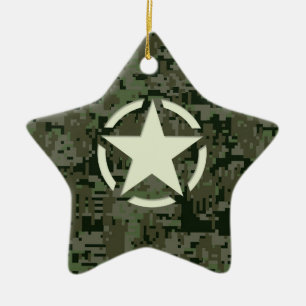 Star Stencil Digital Woodland Julgransprydnad Keramik
