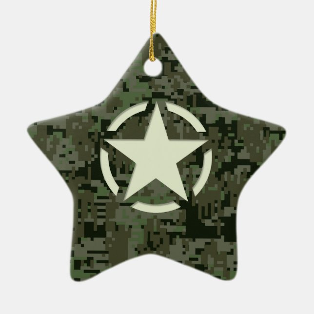 Star Stencil Digital Woodland Julgransprydnad Keramik (Framsidan)