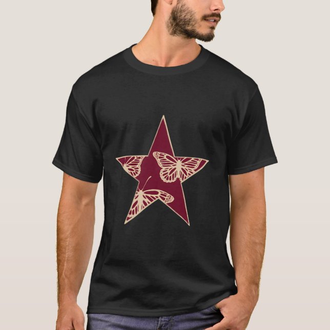 Star Stencil Graffiti Art Egirl Goth Emo Grunge Bu T Shirt (Framsida)