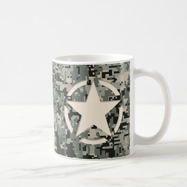 Star Stencil Stil Khaki Digital Camouflage Kaffemugg (Höger)