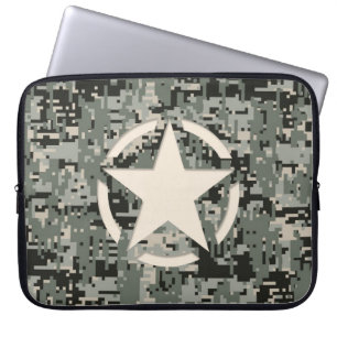 Star Stencil Stil Khaki Digital Camouflage Laptop Sleeve