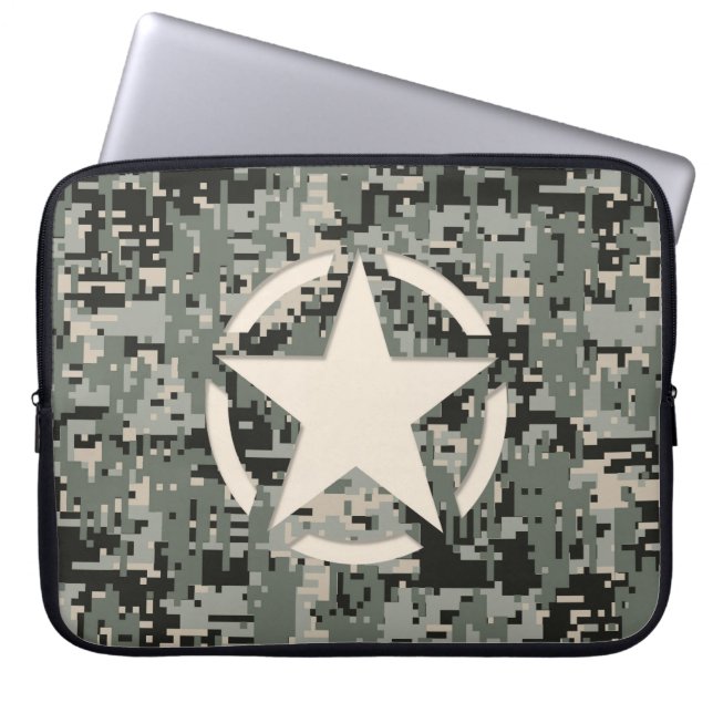 Star Stencil Stil Khaki Digital Camouflage Laptop Sleeve (Framsidan)