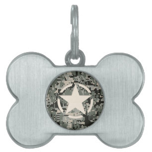Star Stencil Stil Khaki Digital Camouflage Namnbricka Husdjur