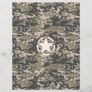 Star Stencil Vintage Märkre Digital Khaki Stil