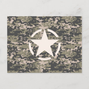 Star Stencil Vintage Märkre Digital Khaki Stil Vykort