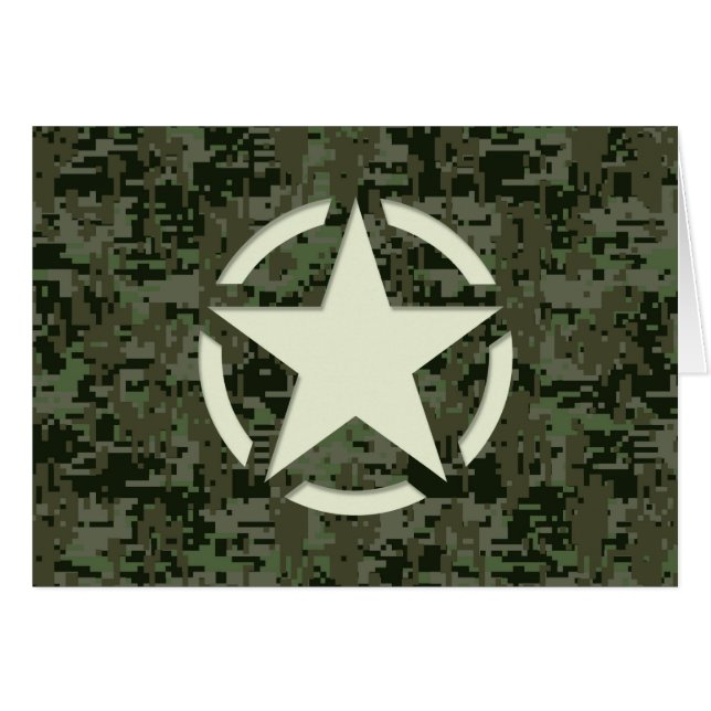 Star Stencil Vintage Symbol Digital Camouflage Hälsningskort (Framsidan Horizontal)
