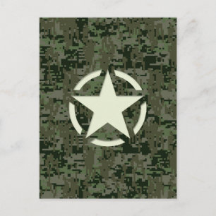 Star Stencil Vintage Symbol Digital Camouflage Vykort