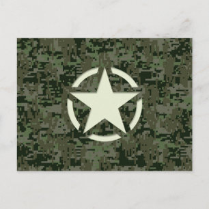 Star Stencil Vintage Symbol Digital Camouflage Vykort