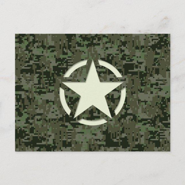 Star Stencil Vintage Symbol Digital Camouflage Vykort (Framsida)