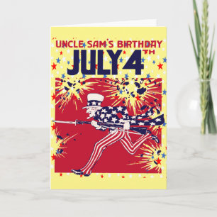 Star Studed farbror Sam Birthday 4 juli Kort