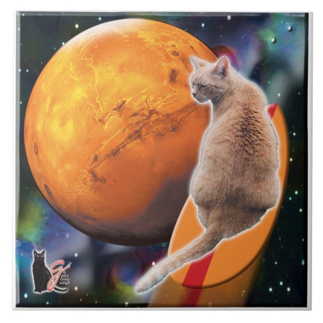 Star Surfer-Cat Chili Pepper Tile Kakelplatta (Framsidan)