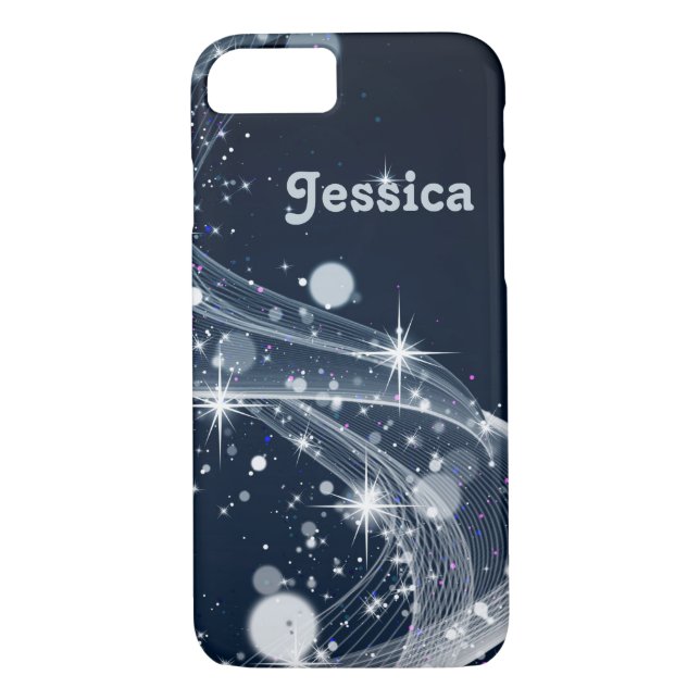 Star Swirls och anpassat namn Case-Mate iPhone Skal (Baksida)