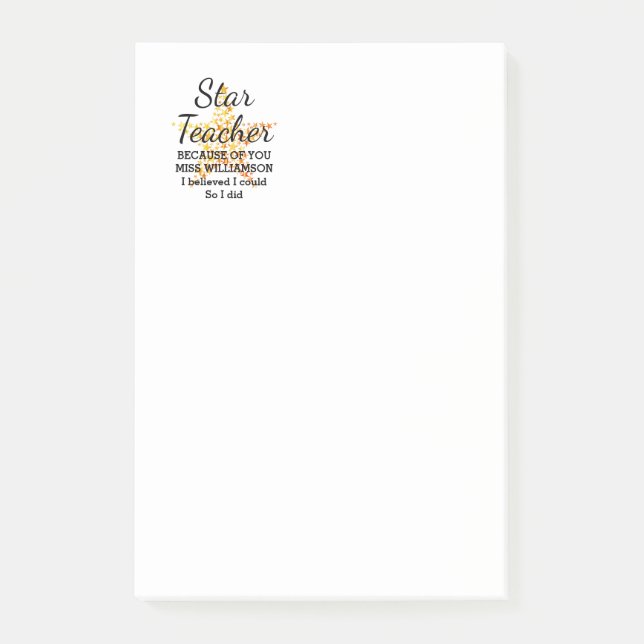 STAR TEACHER-UPPSKATTNING TROS ATT JAG SKULLE KUNN POST-IT BLOCK (Framsida)