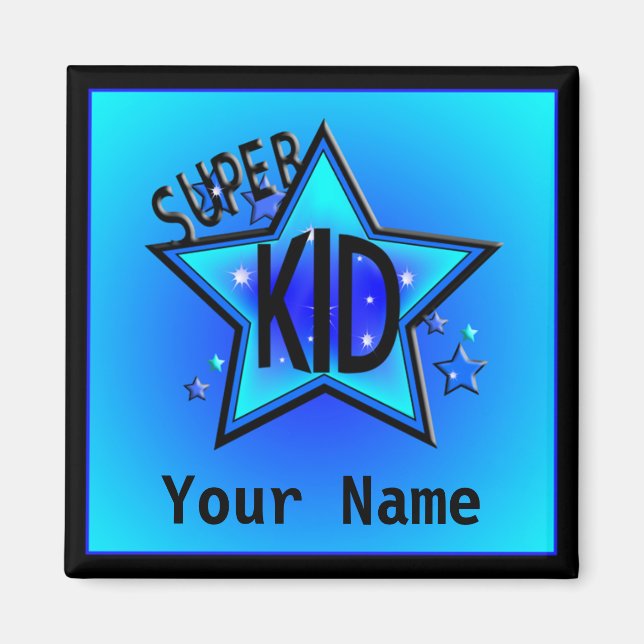 Star Toppen Kid Namn Anpassningsbar Blue Magnet (Framsidan)