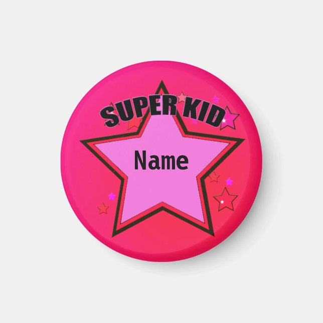 Star Toppen Kid Namn Rosa Anpassningsbar  Small Ma Magnet (Framsidan)