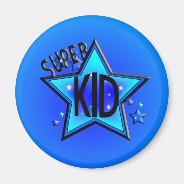 Star Toppen Kid Round Blue Magnet (Framsidan)
