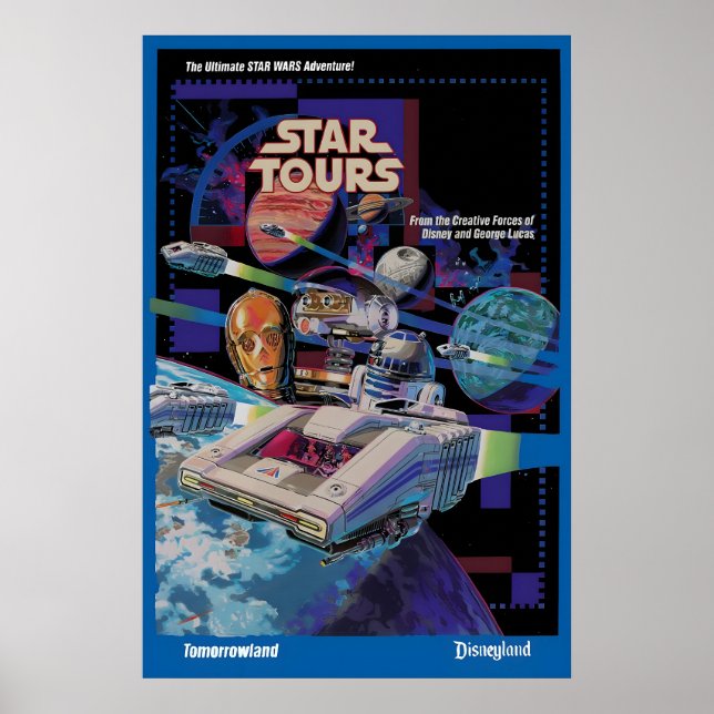 Star Tours 1987 Disneyland Attraktionsaffisch Prin Poster (Framsidan)