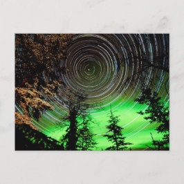 Star Trails and Northern Ljus Aurora borealis Vykort