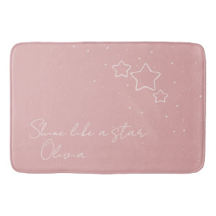 Star Trio i Rosa & White med meddelande och namn Badrumsmatta