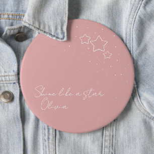 Star Trio i Rosa & White med meddelande och namn Knapp