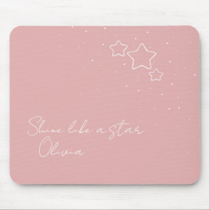 Star Trio i Rosa & White med meddelande och namn Musmatta