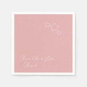 Star Trio i Rosa & White med meddelande och namn Pappersservett