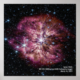 Star Varg-Rayet 124 (WR 124) NIRCam och MIRI Image Poster