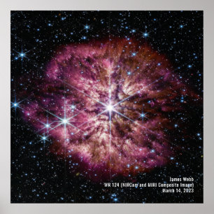 Star Varg-Rayet 124 (WR 124) NIRCam och MIRI Image Poster