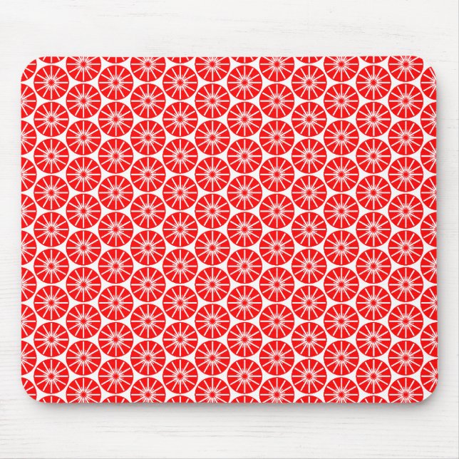 Star Wheel Mönster - Red on White Musmatta (Framsidan)