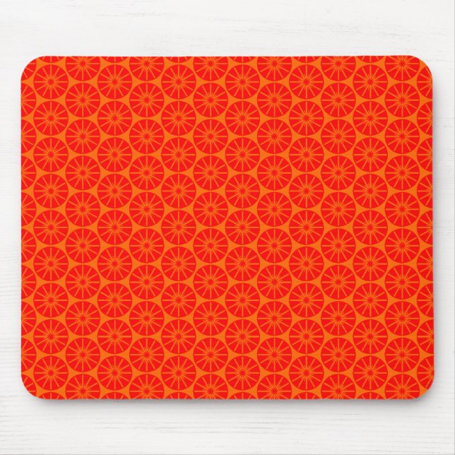 Star Wheel Mönster - Red på Orange Musmatta (Framsidan)