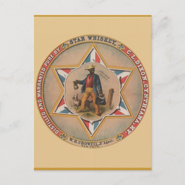 Star Whiskey-destillerad och berättigad ren Vykort (Framsida)