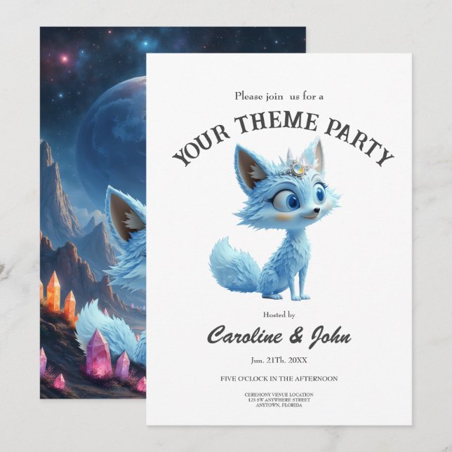 Star Whisper Fox – Keeper of Crystal Light.  Inbjudningar (Fram/baksida)