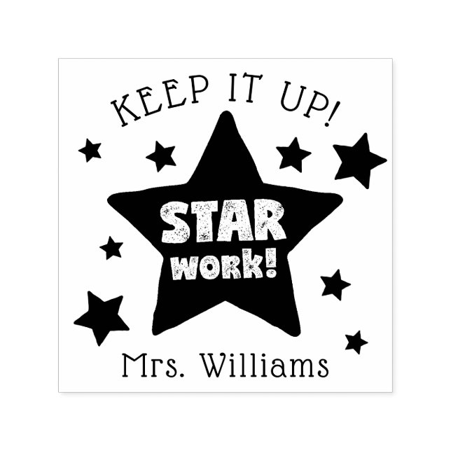 Star Work Teacher inspirational Frimärke Självfärgande Stämpel (Design)