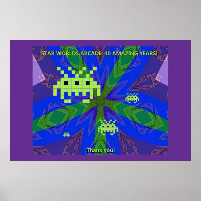 Star Worlds Arcade 40-årsdagen Party Poster (Framsidan)