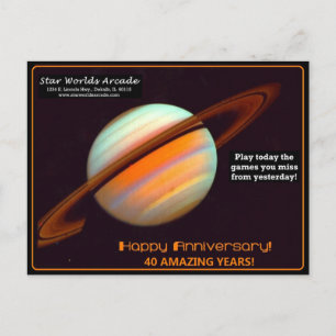 Star Worlds Arcade 40-årsjubileum Retro Vykort