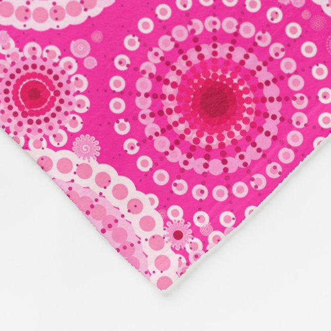 Starburkar och pinhjul, fuchsisk rosa och maron fleecefilt (Hörn)