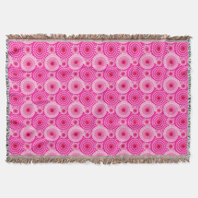 Starburkar och pinhjul, fuchsisk rosa och maron mysfilt (Framsidan)