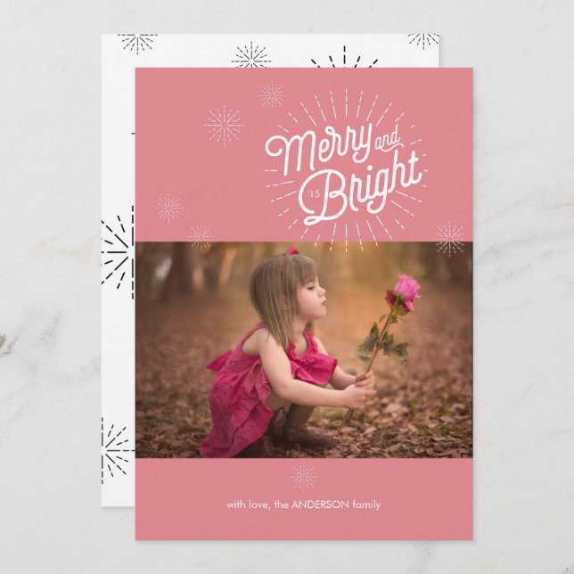 Starburst 1 Foto Rosa Högtidskort Julkort (Fram/baksida)