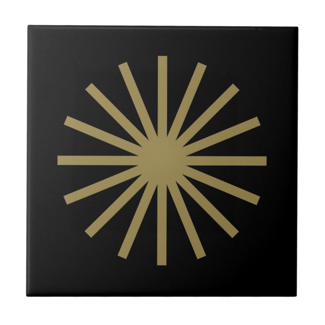 Starburst Black och Guld Kakelplatta (Framsidan)